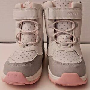 Carters girls size 11 snow boots Great Condition white‎ grey and pink